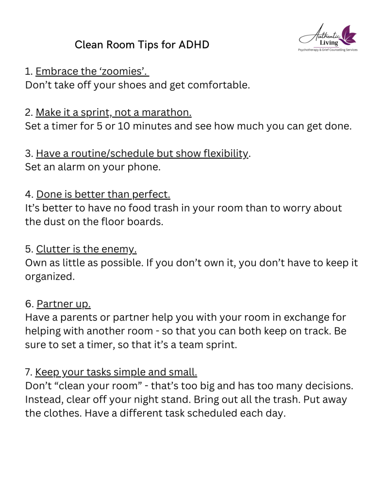 ADHD Clean Room Worksheet